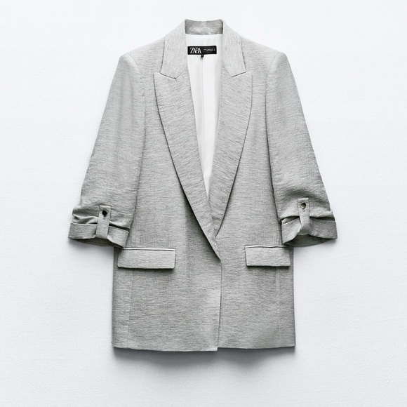 Zara Jackets & Blazers - Zara NWT Grey Rolled Sleeve Blazer